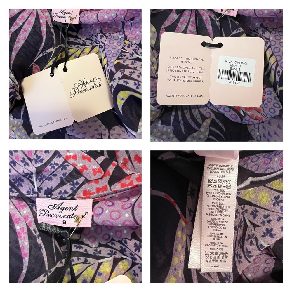 🛑 SOLD 🛑 New! Rare AGENT PROVOCATEUR Riva Palm Leaf Silk Kimono Cover-Up - Picture 13 of 13